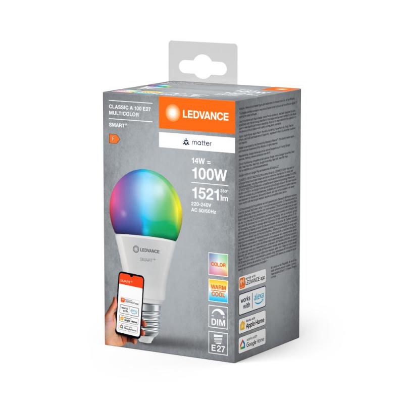 LEDVANCE SMART+ MATTER Classic A100 LED-Lampe 14W Multicolor E27 2700-6500K